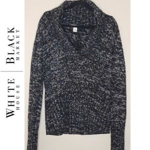 WHBM Sweater XL • black & white w silver shimmer